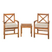 Walker Edison - 3-Piece Hunter Acacia Wood Patio Chat Set - Brown - Front_Zoom