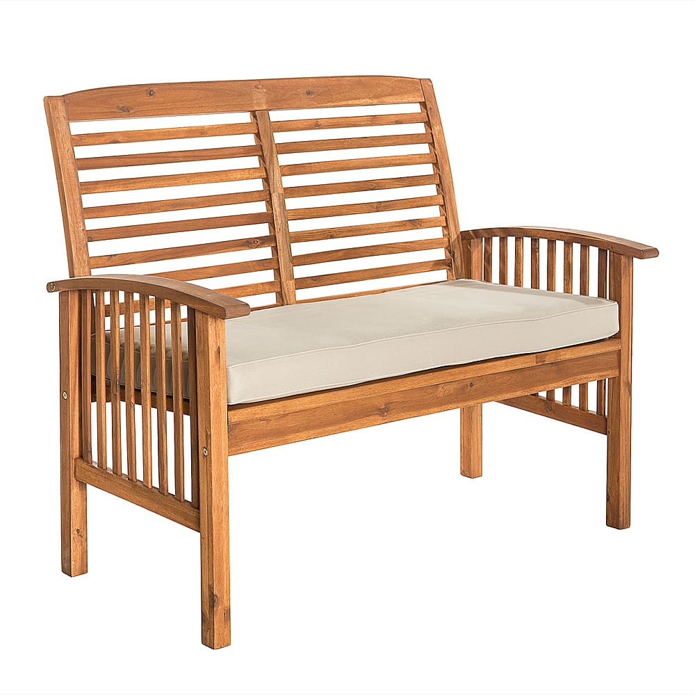 Angle View: Walker Edison - Patio Outdoor Cypress Acacia Wood Garden Bench - Brown