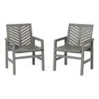 Front. Walker Edison - Windsor Acacia Wood Patio Chairs, Set of 2 - Grey Wash.