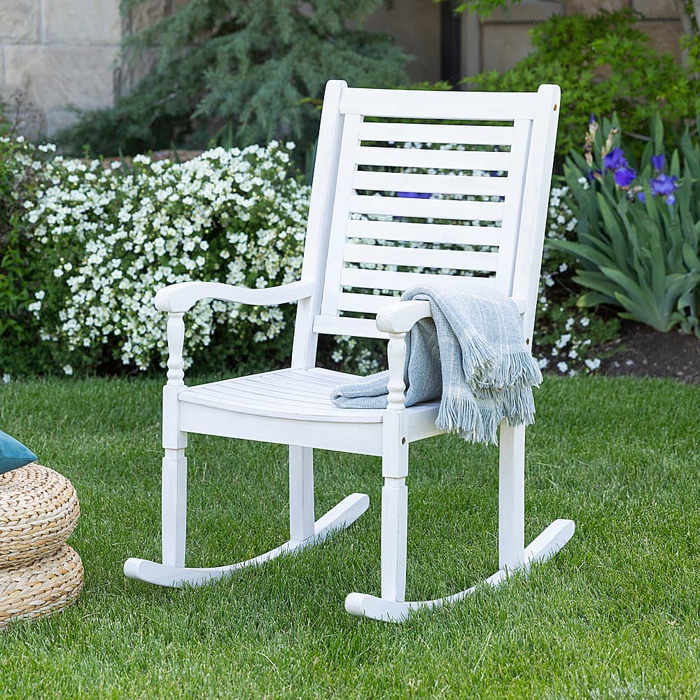 Walker Edison Cypress Deep Seated Rocking Chair White Wash BBWRCWW ...