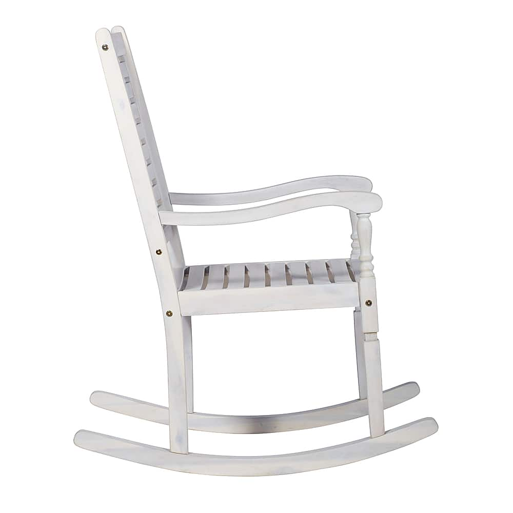 Left View: Walker Edison - Cypress Deep Seated Rocking Chair - White Wash