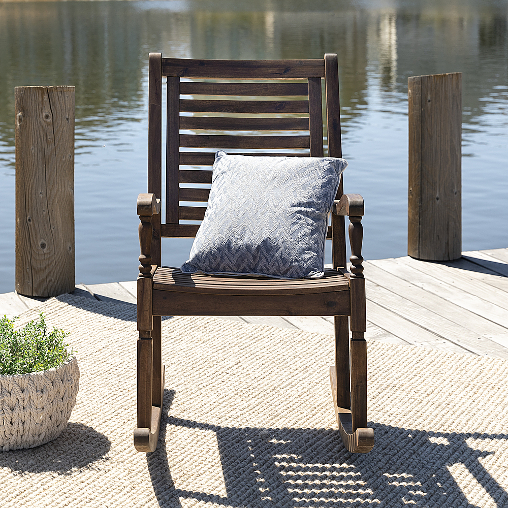 Walker Edison Cypress Deep Seated Rocking Chair Dark Brown BBWRCDB