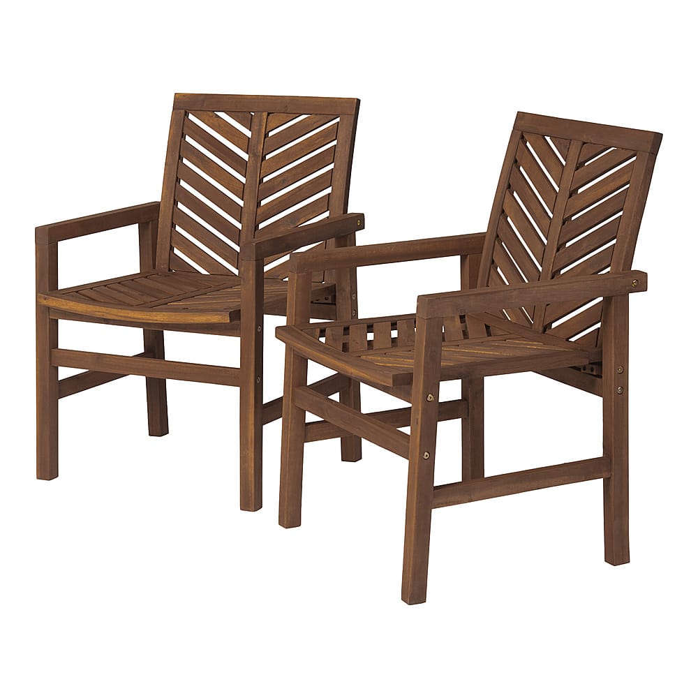 Angle View: Walker Edison - Windsor Acacia Wood Patio Chairs, Set of 2 - Dark Brown