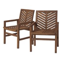 Walker Edison - Windsor Acacia Wood Patio Chairs, Set of 2 - Dark Brown - Front_Zoom