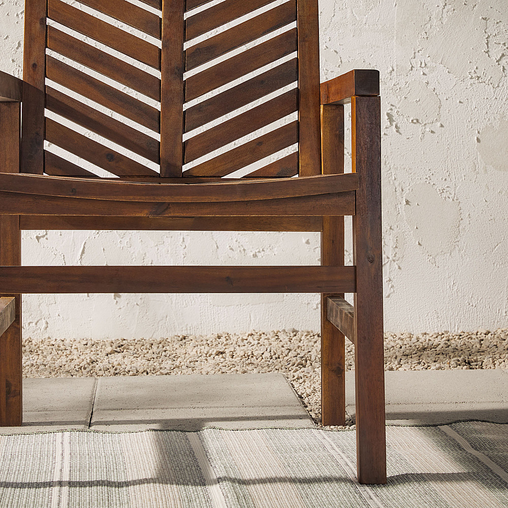 Walker Edison Windsor Acacia Wood Patio Chairs, Set of 2 Dark Brown ...