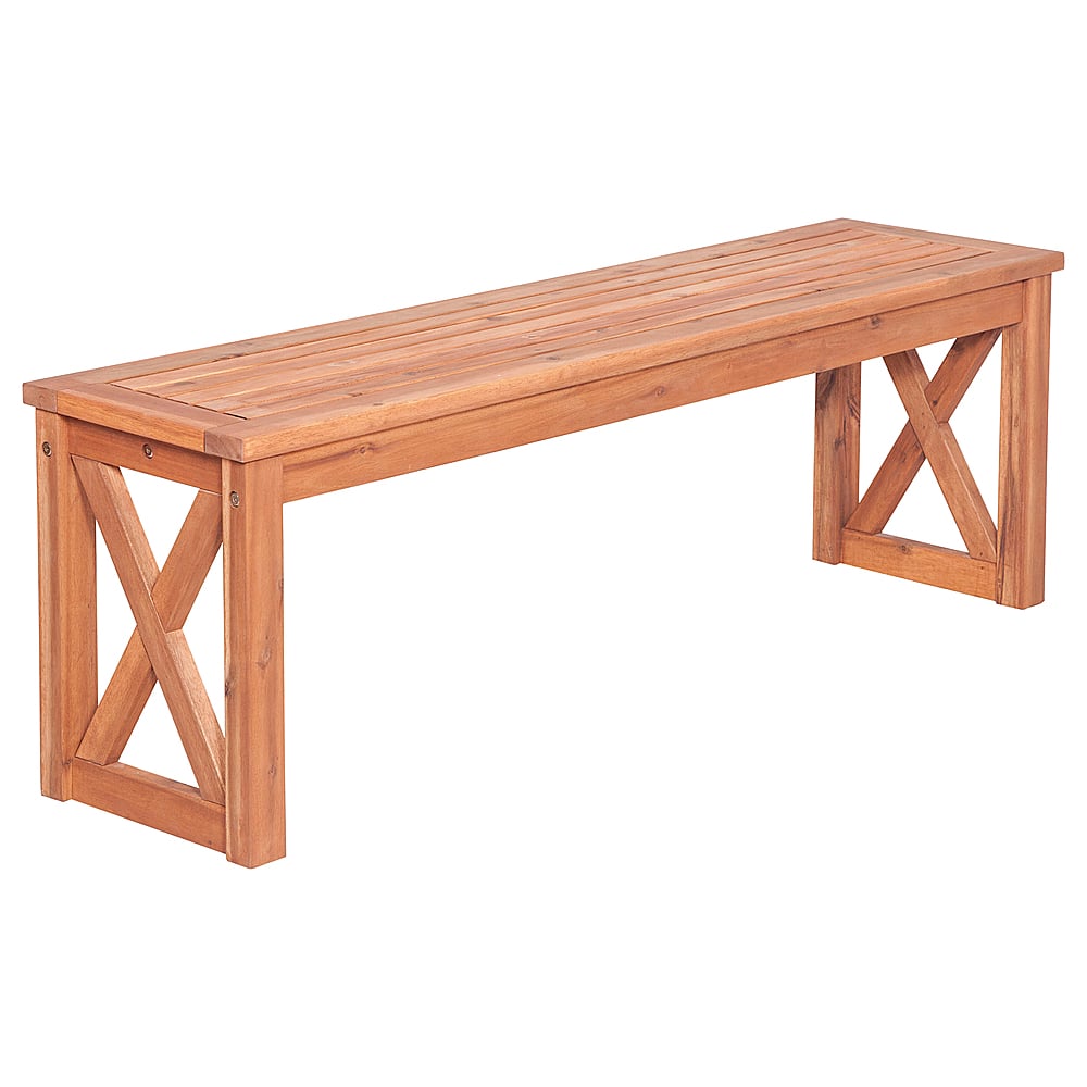 Angle View: Walker Edison - Patio Outdoor Hunter Acacia Wood Dining Bench - Brown