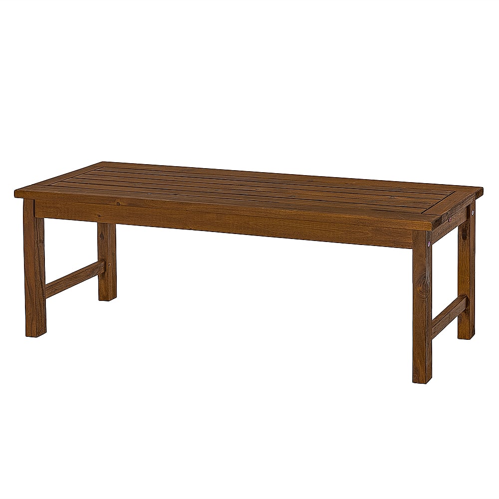 Angle View: Walker Edison - Patio Outdoor Cypress Acacia Wood Dining Bench - Dark Brown