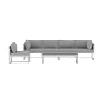 Walker Edison - Modern 4-Piece Outdoor Patio Sectional - Gray