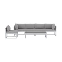 Walker Edison - Modern 4-Piece Outdoor Patio Sectional - Grey - Front_Zoom