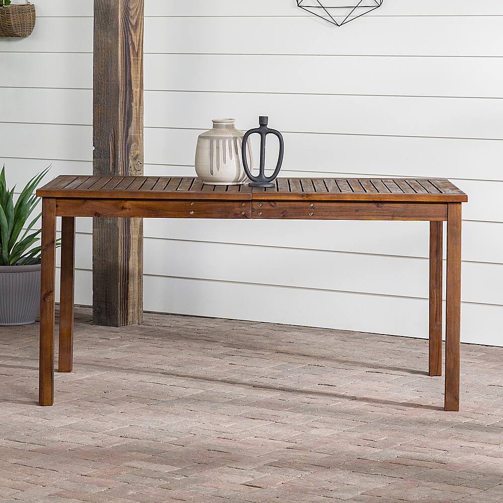 Alt View 11. Walker Edison - Everest Acacia Wood Outdoor Dining Table - Dark Brown.