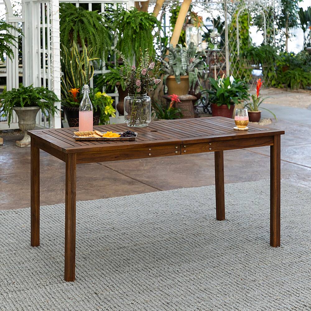 Alt View 12. Walker Edison - Everest Acacia Wood Outdoor Dining Table - Dark Brown.