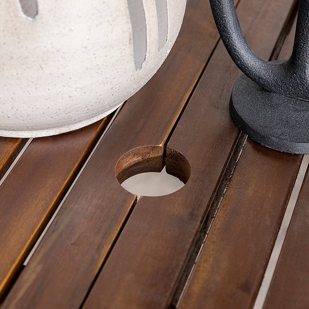 Alt View 21. Walker Edison - Everest Acacia Wood Outdoor Dining Table - Dark Brown.