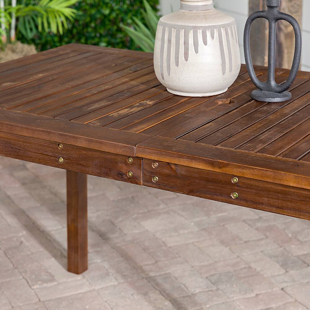 Alt View 23. Walker Edison - Everest Acacia Wood Outdoor Dining Table - Dark Brown.