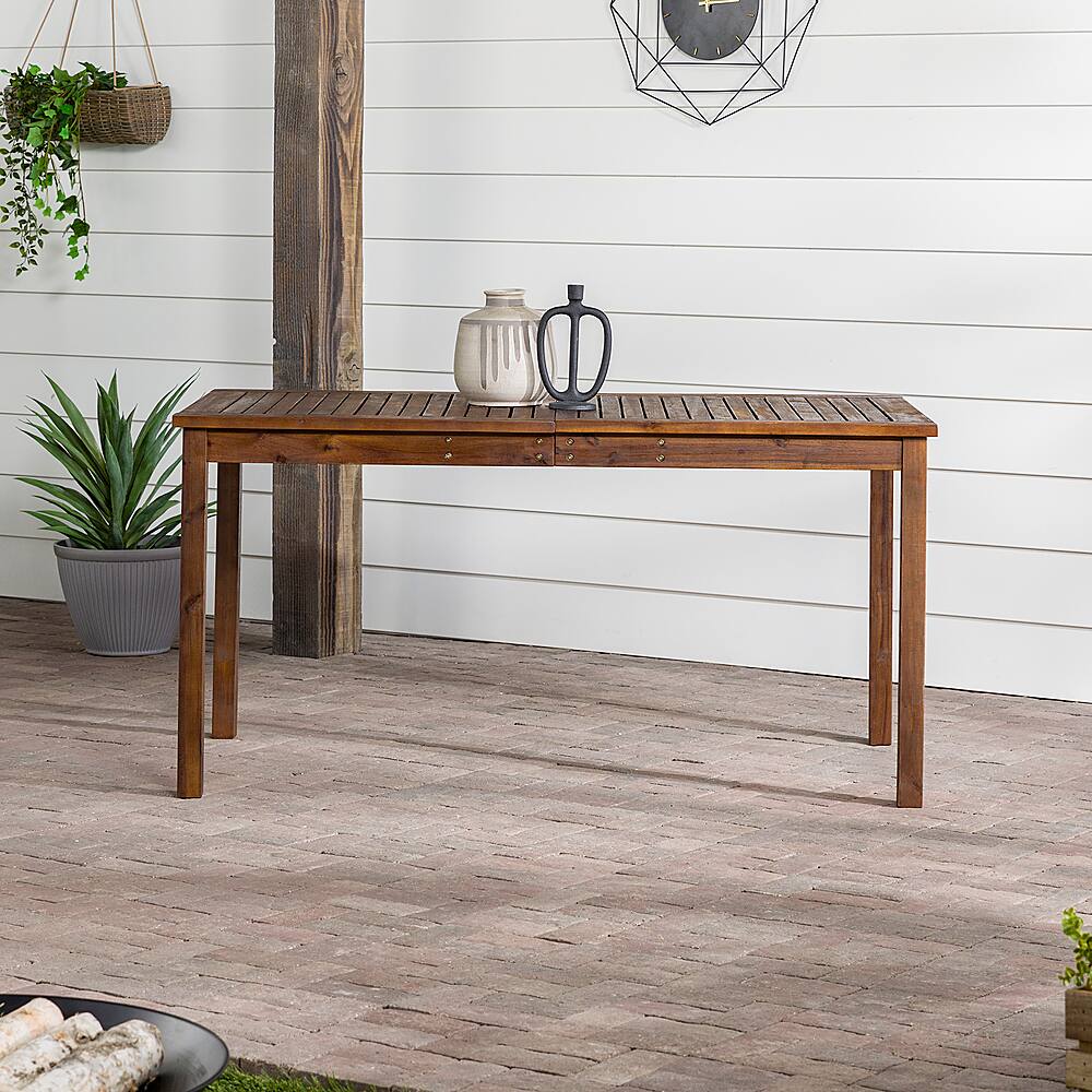 Alt View 36. Walker Edison - Everest Acacia Wood Outdoor Dining Table - Dark Brown.
