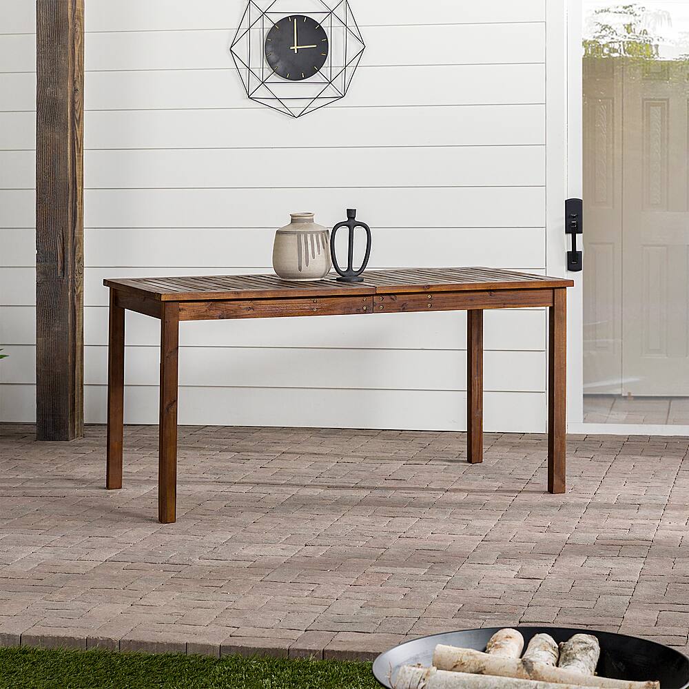 Alt View 38. Walker Edison - Everest Acacia Wood Outdoor Dining Table - Dark Brown.