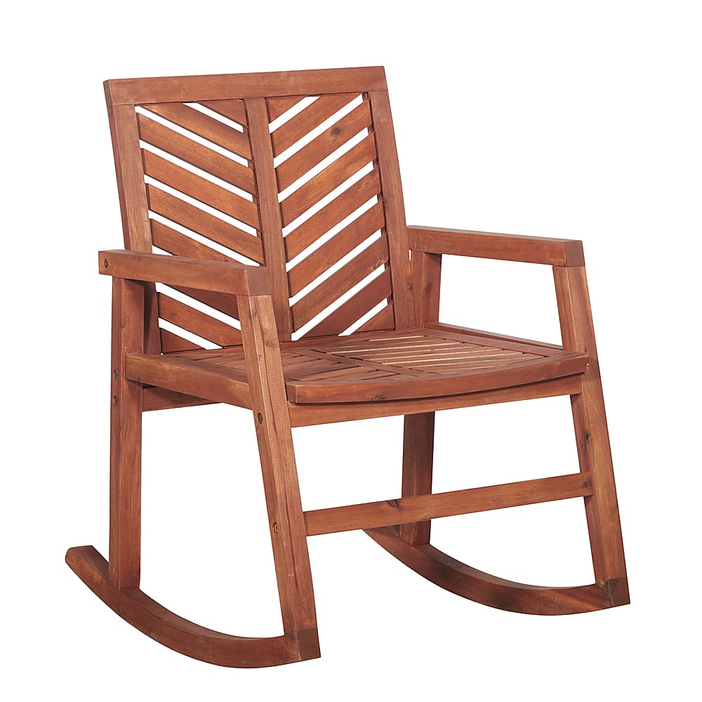 Left View: Walker Edison - Windsor Rocking Chair - Brown