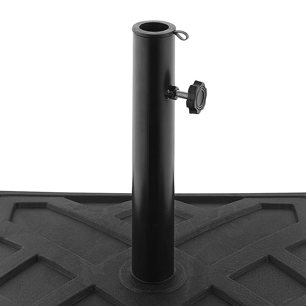 Left View: Walker Edison - Square Weave Outdoor Umbrella Base - Black