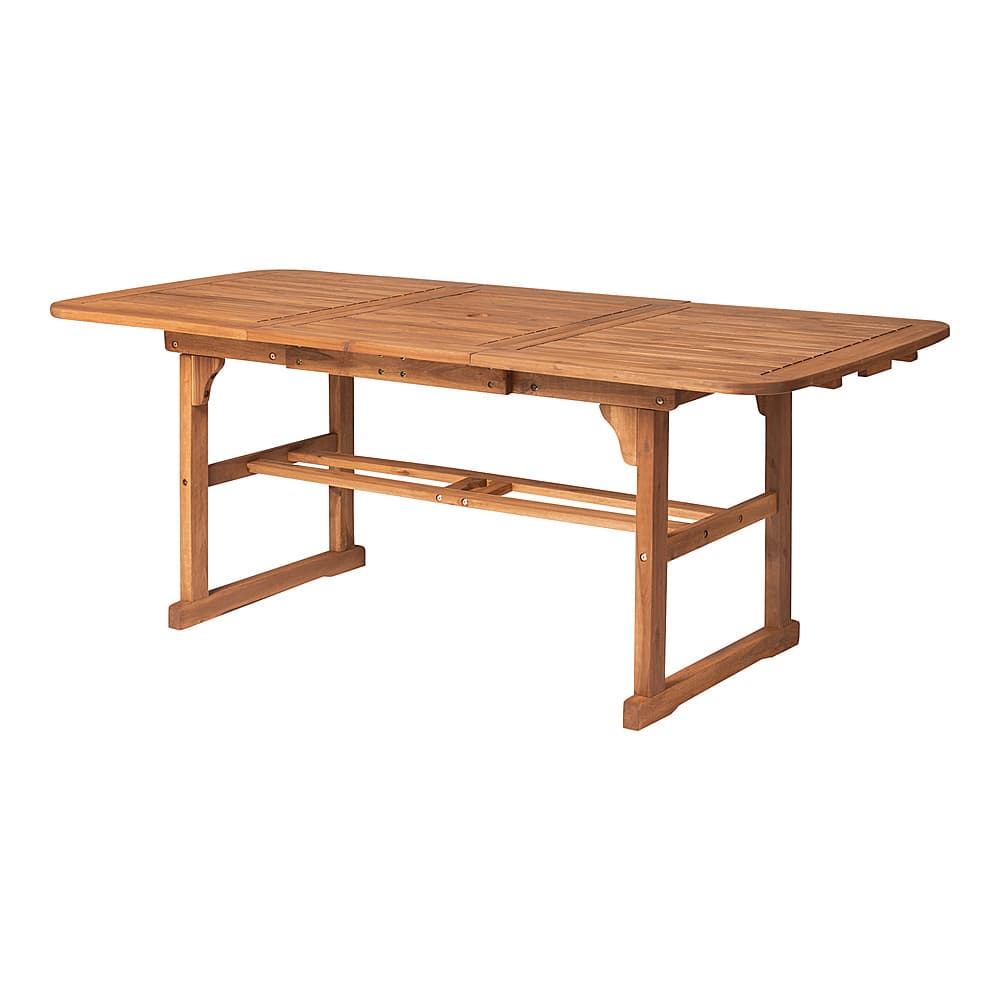 Left View: Walker Edison - Cypress Acacia Wood Outdoor Dining Table - Brown