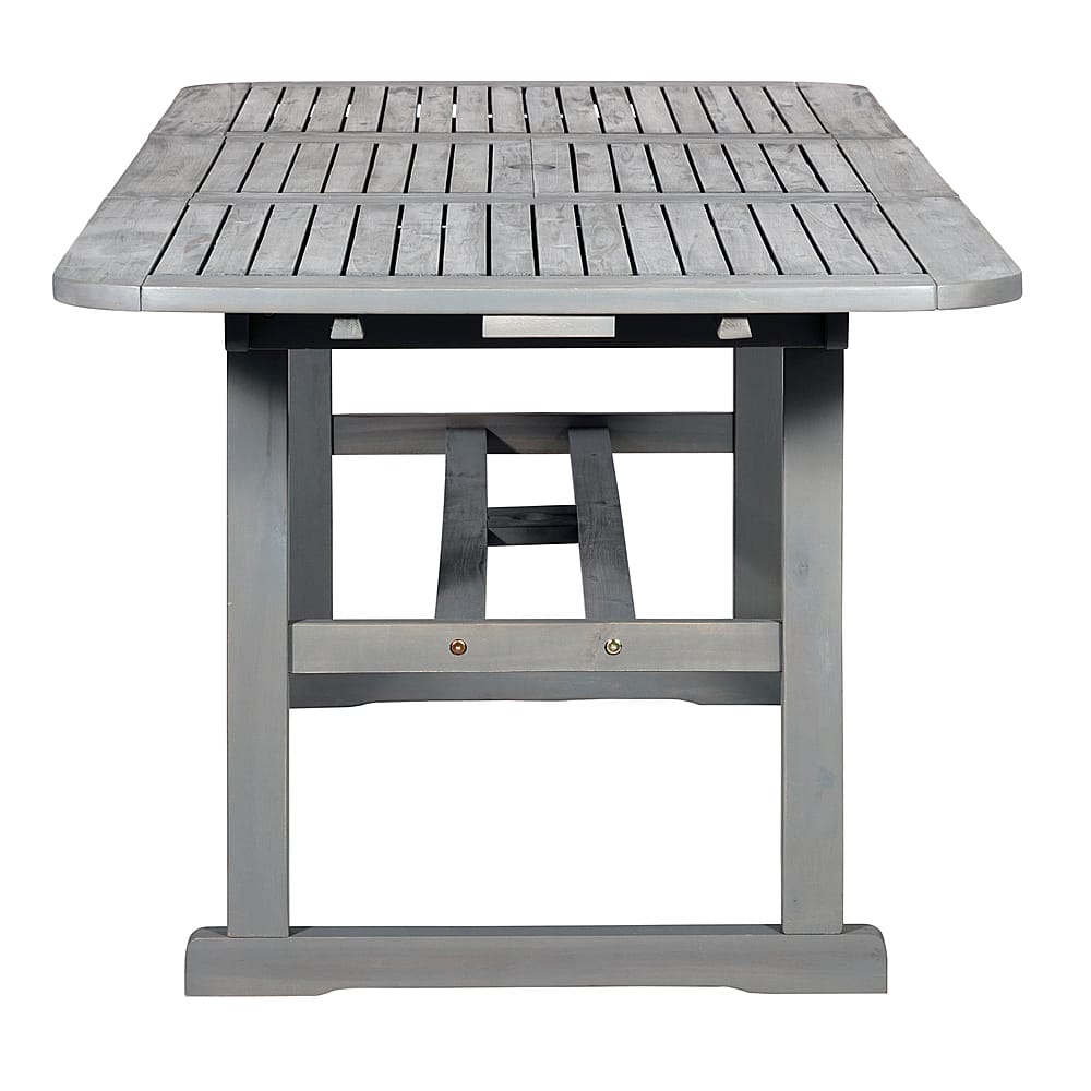 Left View: Walker Edison - Cypress Acacia Wood Outdoor Dining Table - Grey Wash