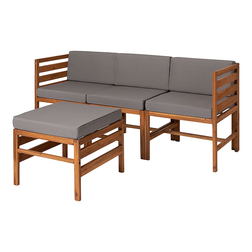 Angle View: Walker Edison - Harbor 4-Piece Acacia Wood Patio Sectional - Brown