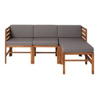 Walker Edison - Harbor 4-Piece Acacia Wood Patio Sectional - Brown - Front_Zoom