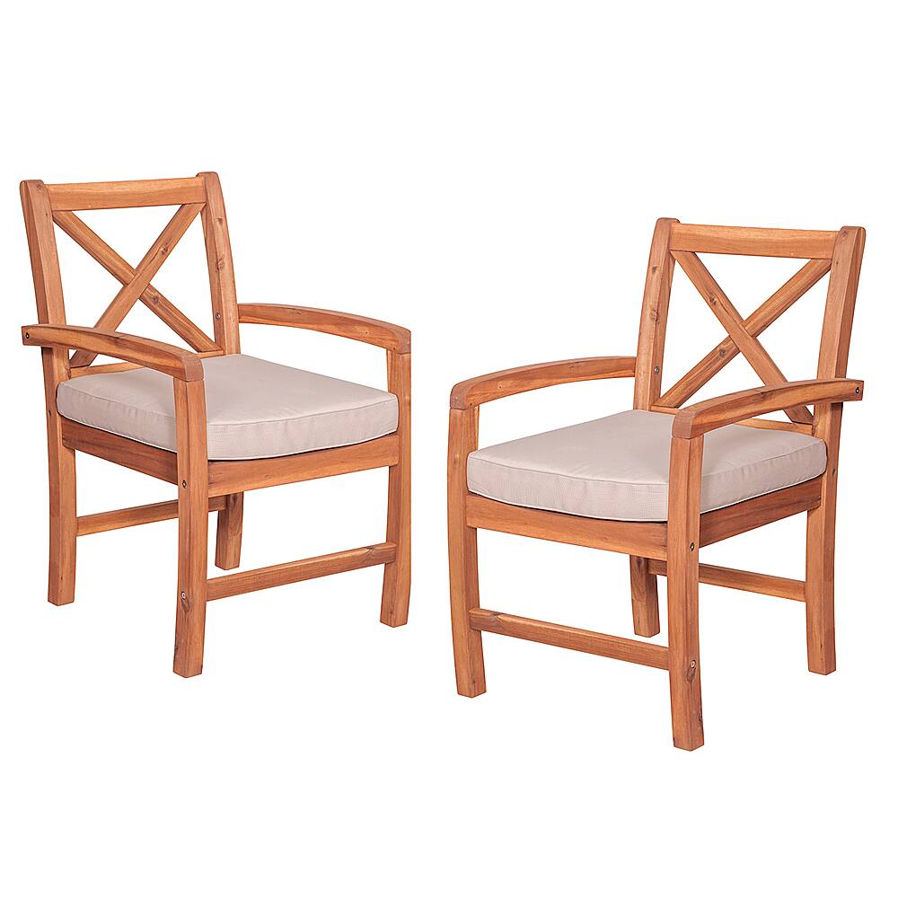 Angle View: Walker Edison - Hunter Acacia Wood Patio Chairs, Set of 2 - Brown