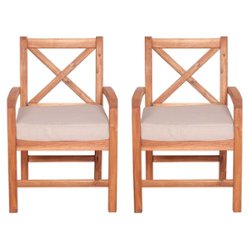Walker Edison - Hunter Acacia Wood Patio Chairs, Set of 2 - Brown - Front_Zoom