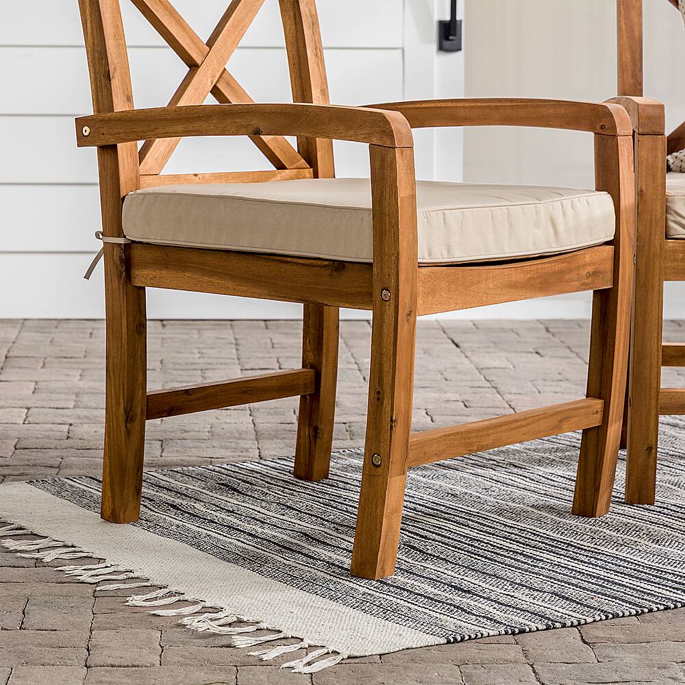Walker Edison Hunter Acacia Wood Patio Chairs, Set of 2 Brown BBWXB2BR