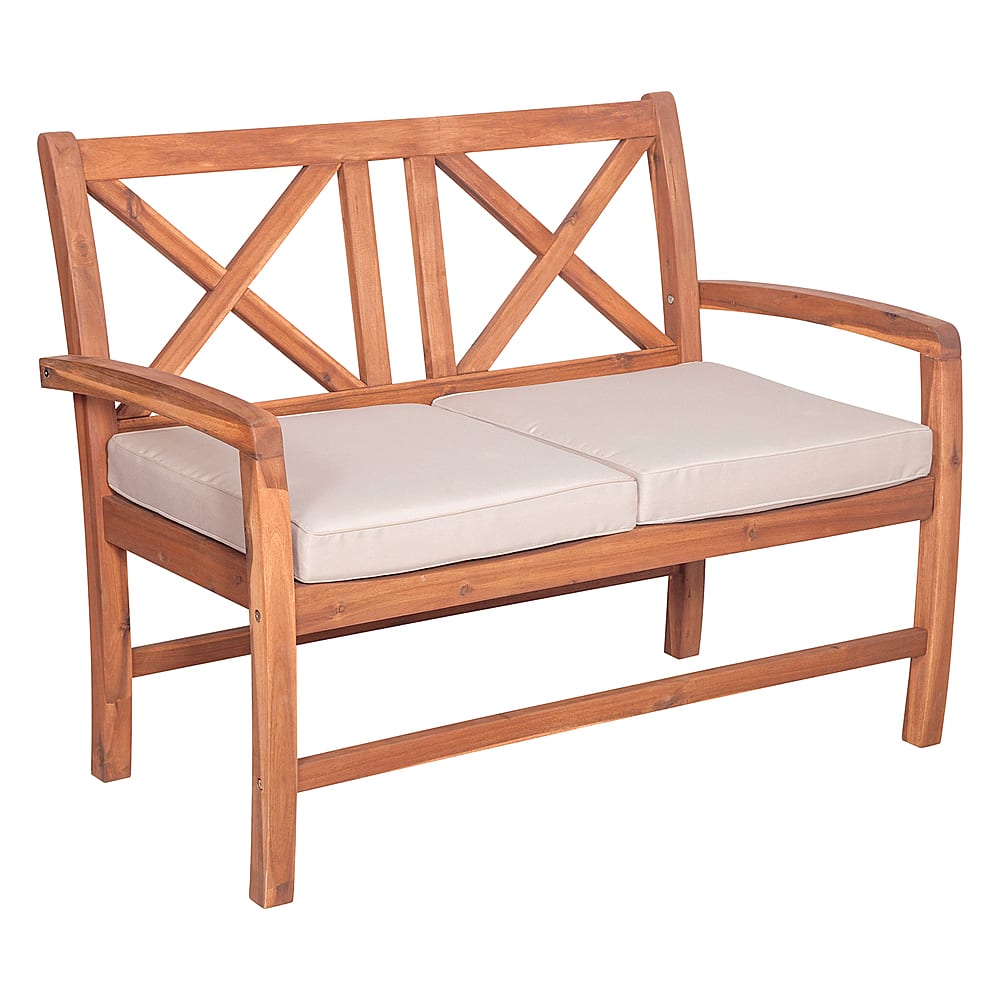 Angle View: Walker Edison - Patio Outdoor Hunter Acacia Wood Garden Bench - Brown