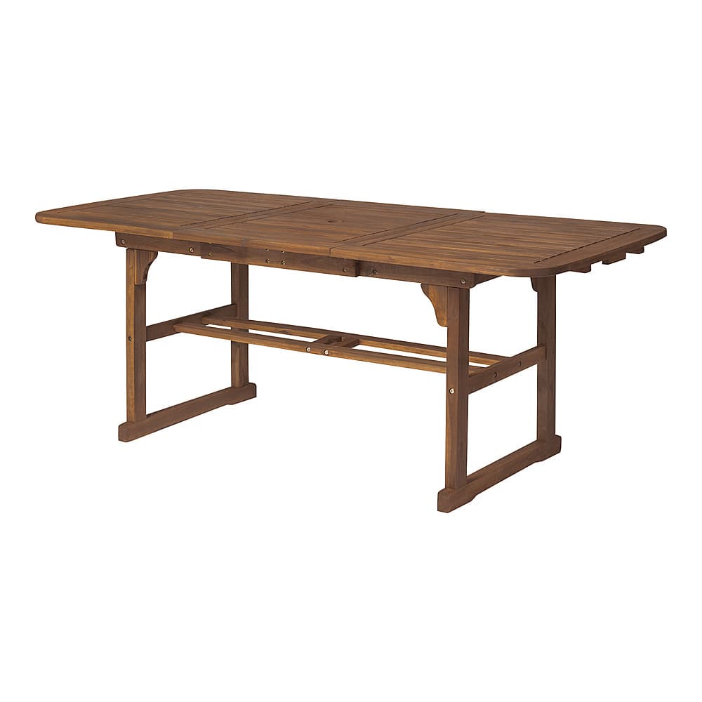 Left View: Walker Edison - Cypress Acacia Wood Outdoor Dining Table - Dark Brown