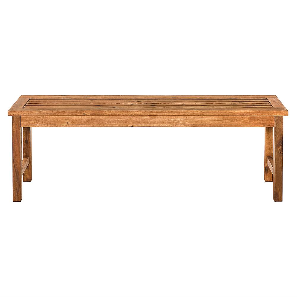 Front. Walker Edison - Patio Outdoor Cypress Acacia Wood Dining Bench - Brown.