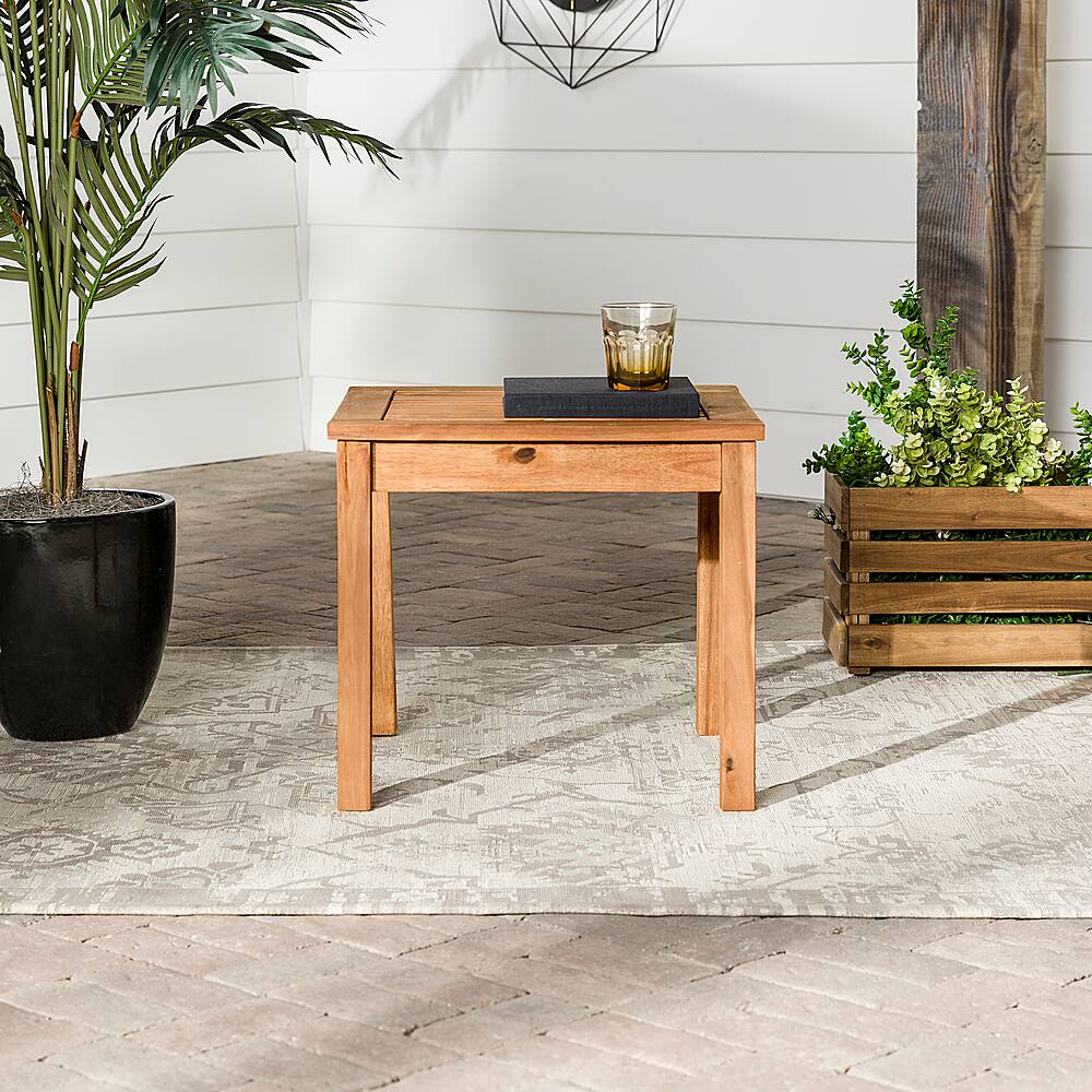 Best Buy: Walker Edison Everest Acacia Wood Outdoor Side Table Brown ...