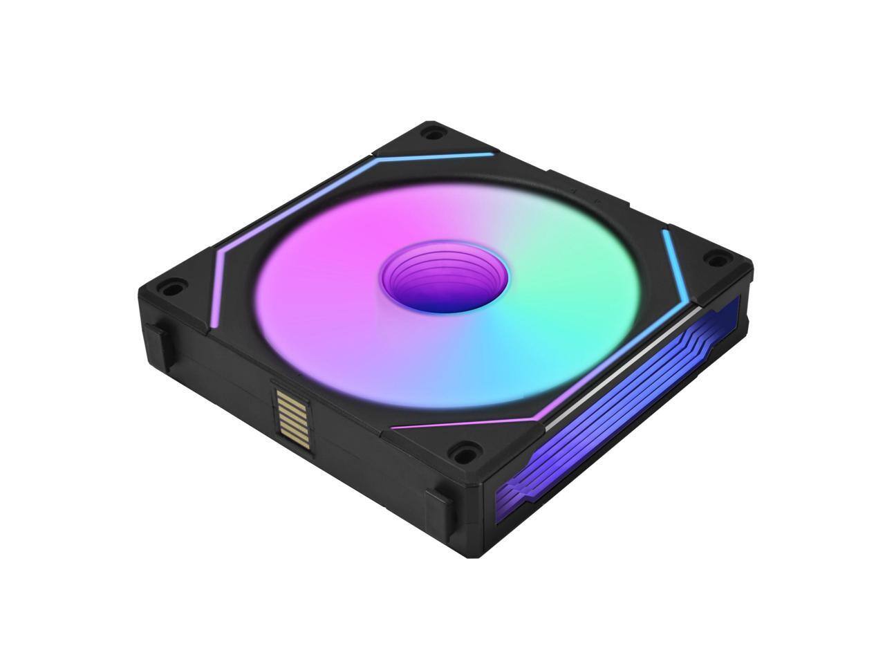 Alt View 3. Lian Li - LIAN LI UNI FAN SL INFINITY 120 RGB BLACK  REVERSE BLADE VERSION ---UF-RSLIN120-1B (No controller included) - Black.