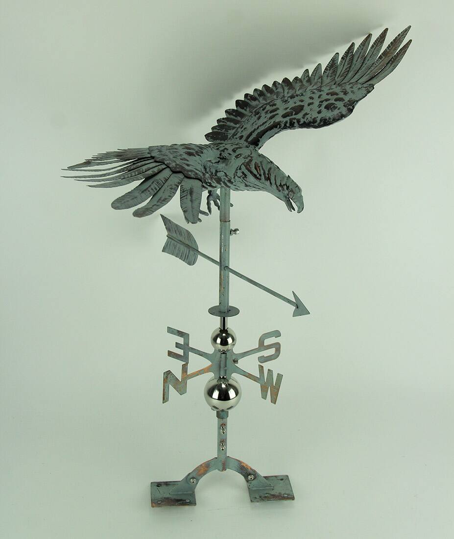 Alt View 1. Zeckos - Verdigris Patina Metal Flying Eagle Weather Vane with Roof Mount - Green.