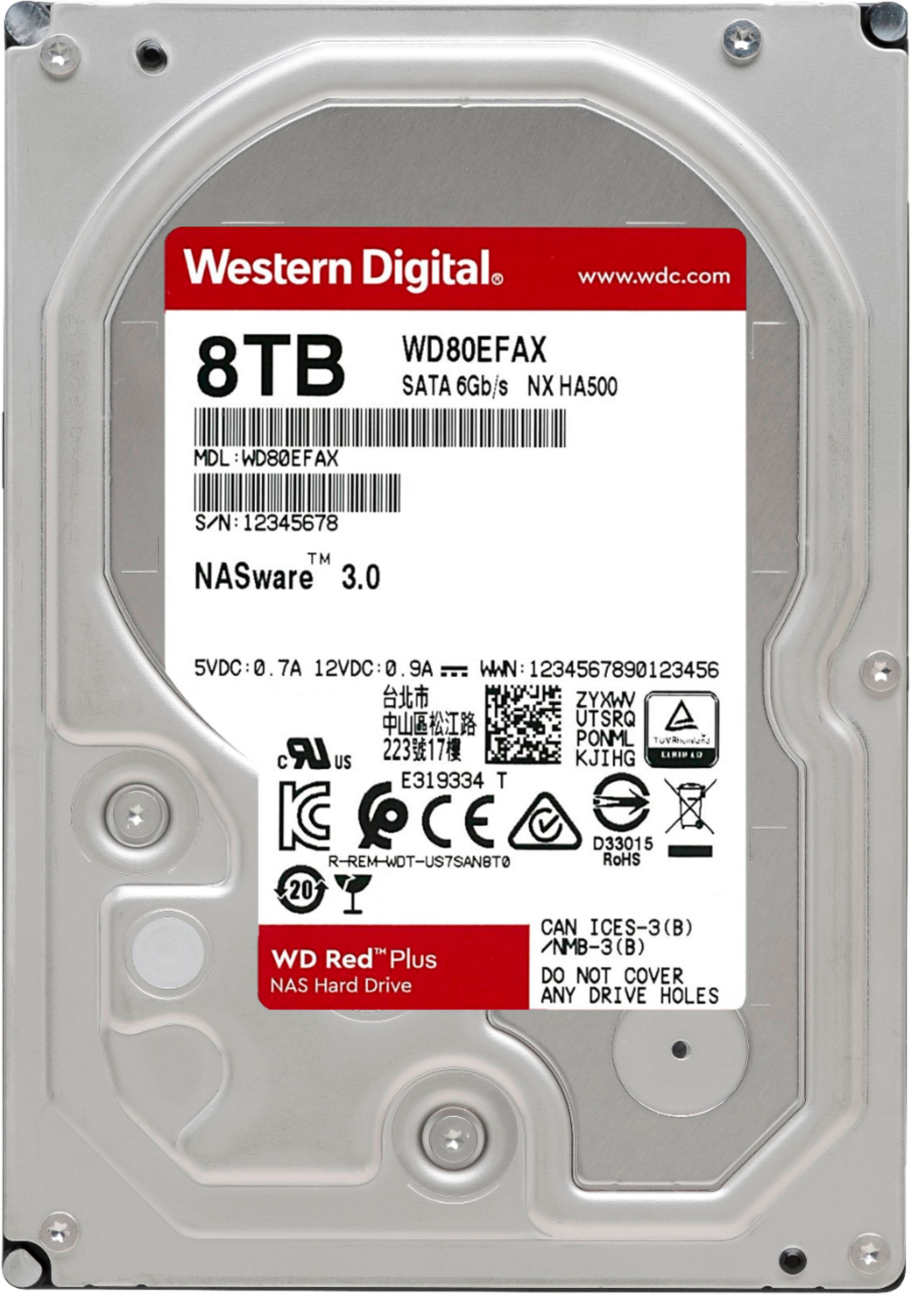 WD Red 8TB NAS Hard Disk Drive - 5400 RPM Class SATA 6 Gb/s 128MB Cache 3.5  Inch - WD80EFZX