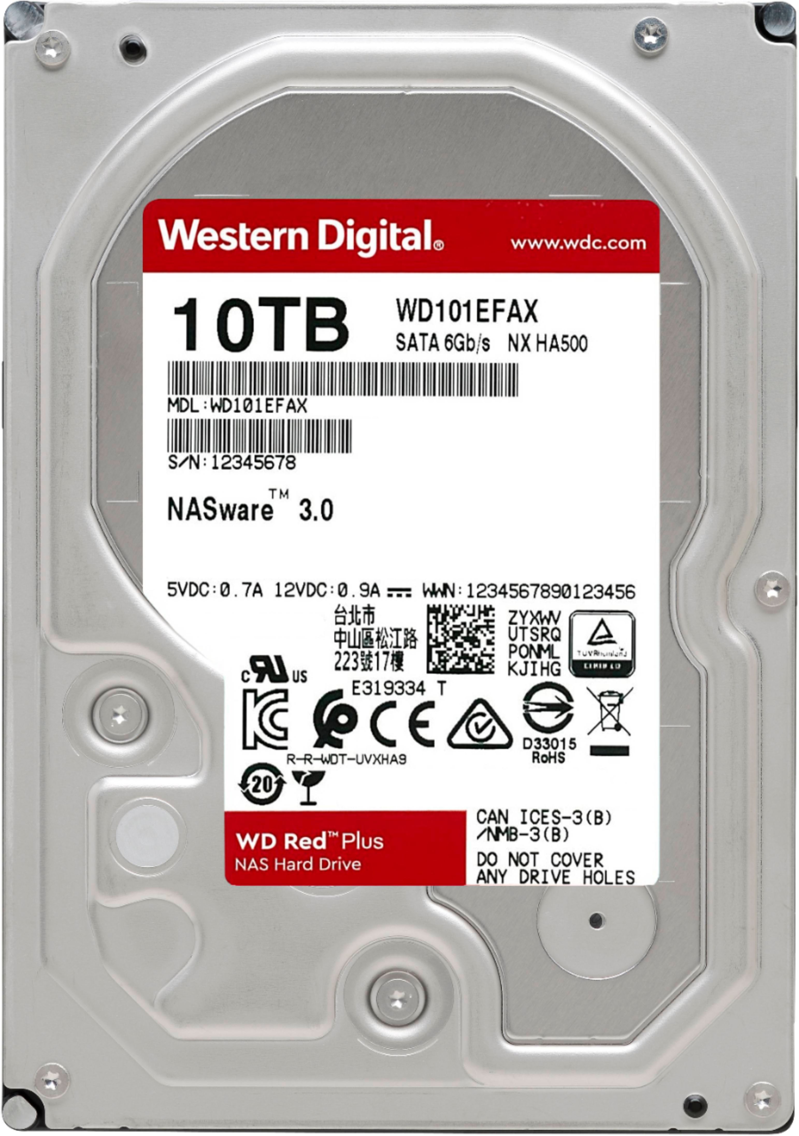 Best Buy: WD Red Plus 10TB Internal SATA NAS Drive for Desktops WDBAVV0100HNC-WRSN
