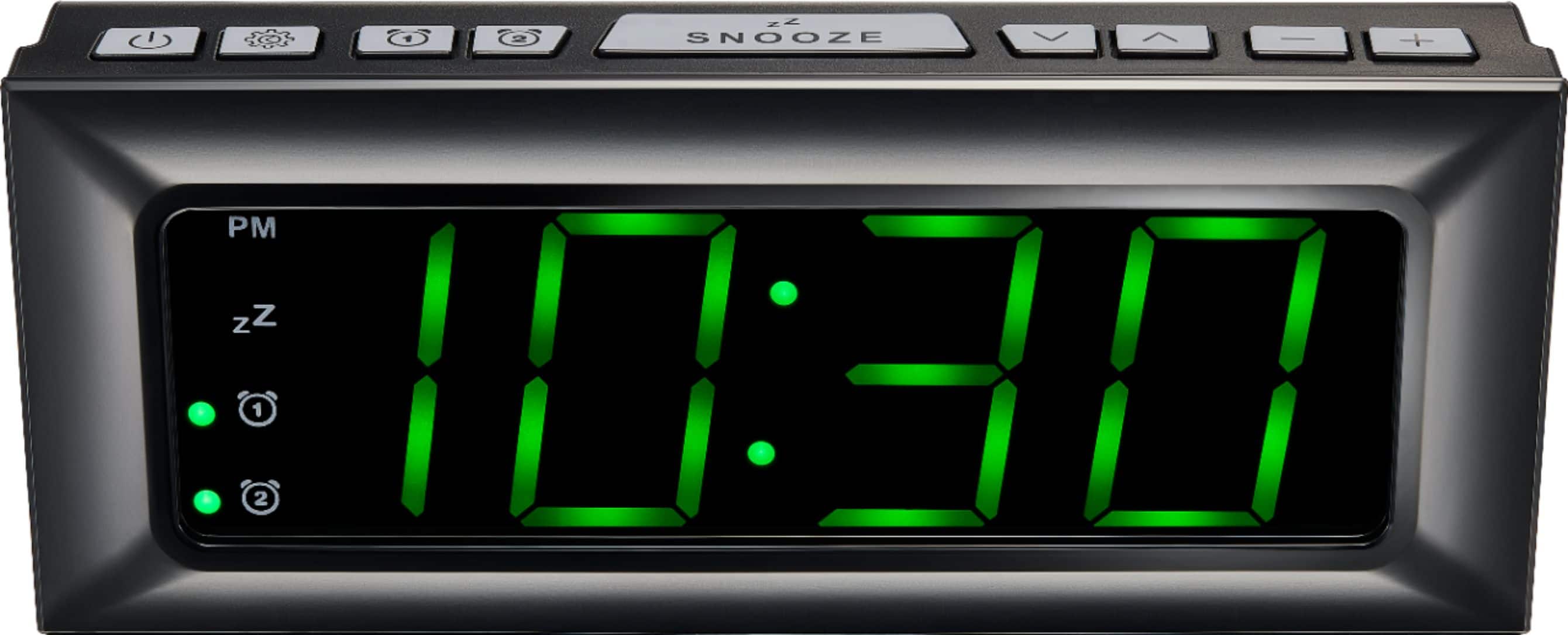 Best Buy essentials™ - BE-CLOPP3 Digital AM / FM Dual Alarm Clock - Black - Front_Zoom