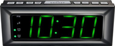 Best Buy essentials™ - BE-CLOPP3 Digital AM / FM Dual Alarm Clock - Black - Front_Zoom