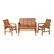 Front. Walker Edison - 4-Piece Windsor Acacia Wood Patio Chat Set - Brown.