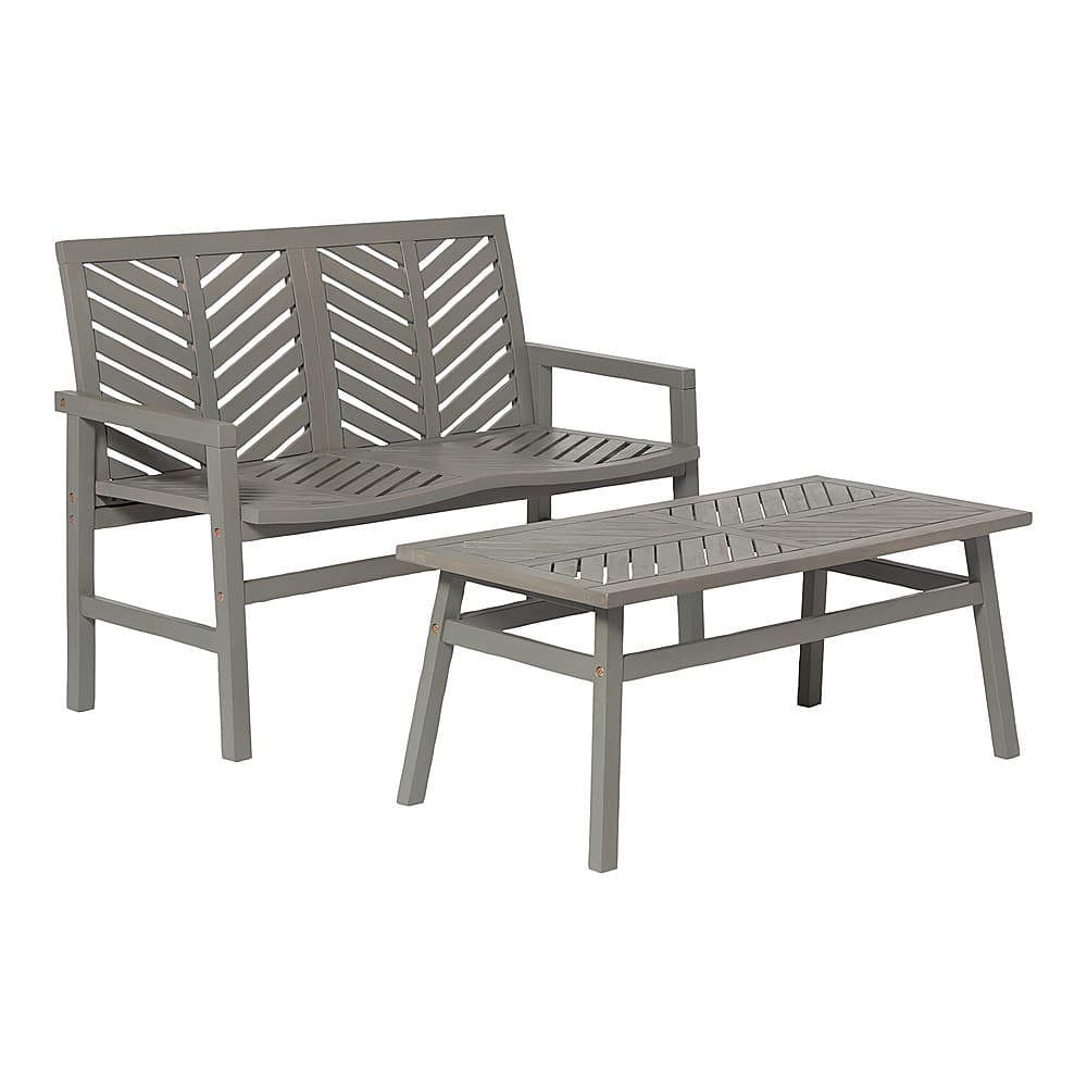 Angle View: Walker Edison - 2-Piece Windsor Acacia Wood Patio Chat Set - Grey Wash