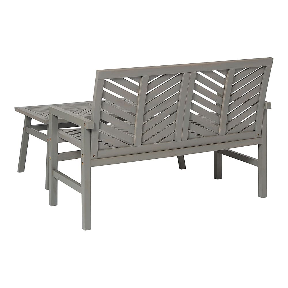 Left View: Walker Edison - 2-Piece Windsor Acacia Wood Patio Chat Set - Grey Wash