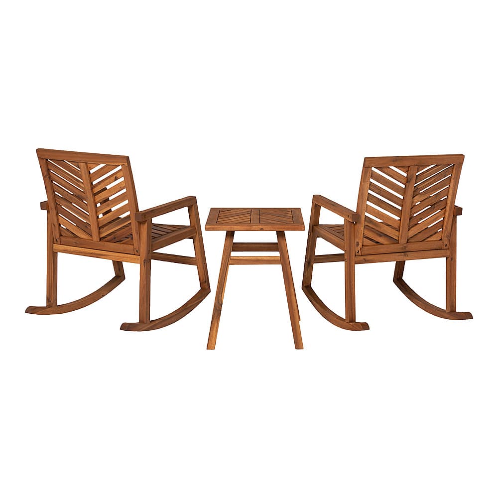 Left View: Walker Edison - Windsor 3-Piece Rocking Chat Set - Brown