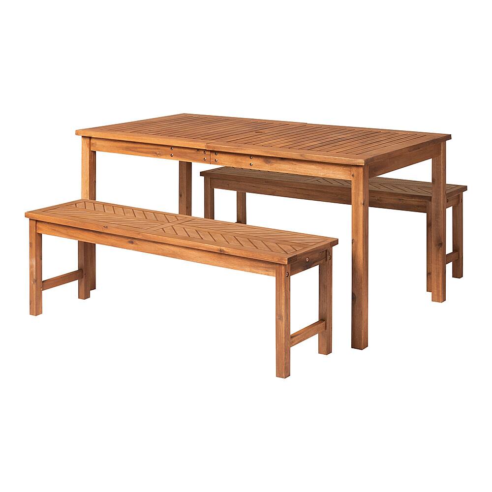 Angle View: Walker Edison - 3-Piece Windsor Acacia Wood Patio Dining Set - Brown