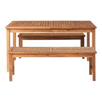 Walker Edison - 3-Piece Windsor Acacia Wood Patio Dining Set - Brown - Front_Zoom