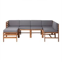 Walker Edison - Harbor 6-Piece Acacia Wood Patio Sectional - Brown - Front_Zoom