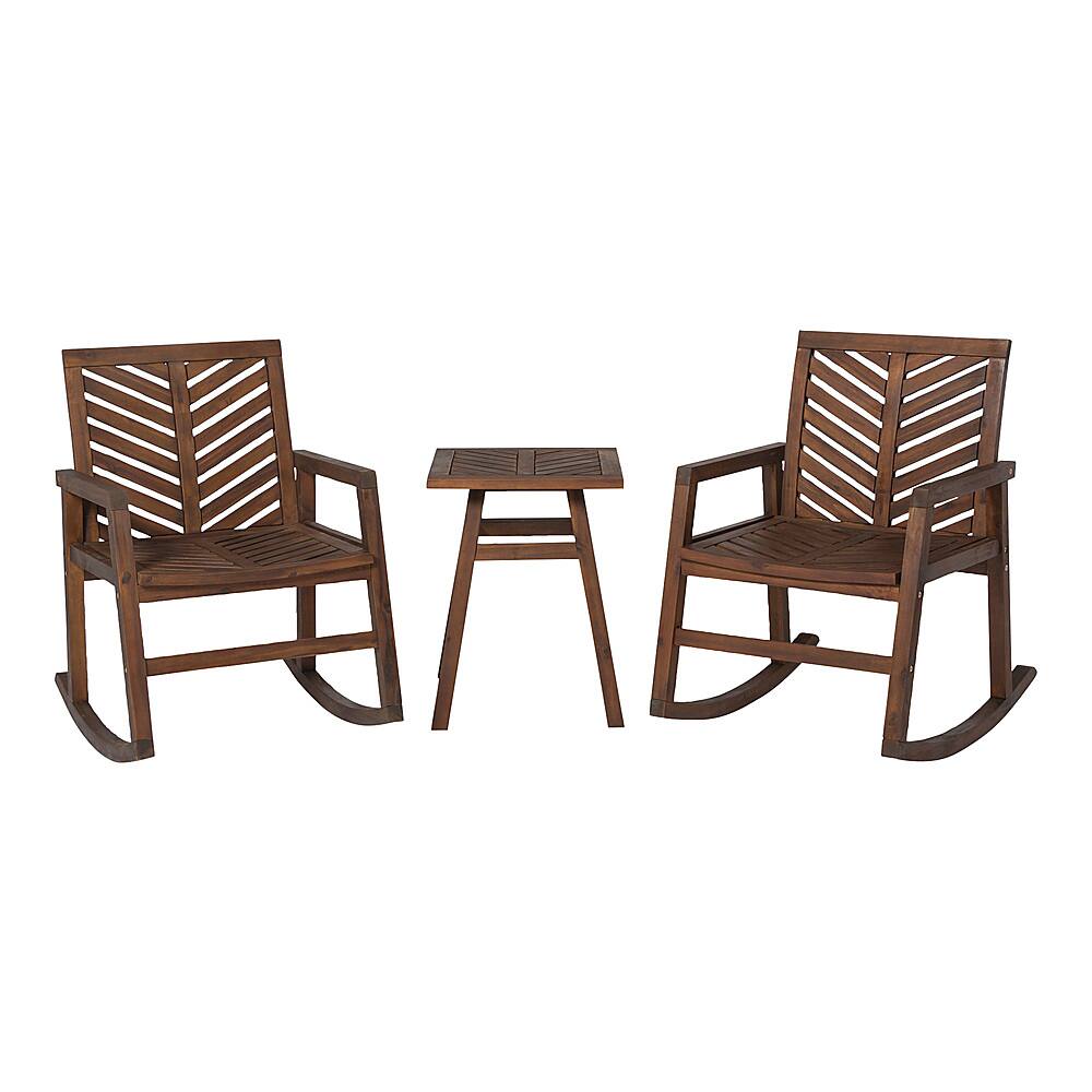 Front. Walker Edison - Windsor 3-Piece Modern Rocking Chat Set - Dark Brown.