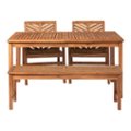 Front Zoom. Walker Edison - 4-Piece Windsor Acacia Wood Patio Dining Set - Brown.