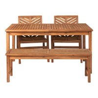 Walker Edison - 4-Piece Windsor Acacia Wood Patio Dining Set - Brown - Front_Zoom