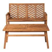 Walker Edison - 2-Piece Windsor Acacia Wood Patio Chat Set - Brown - Front_Zoom