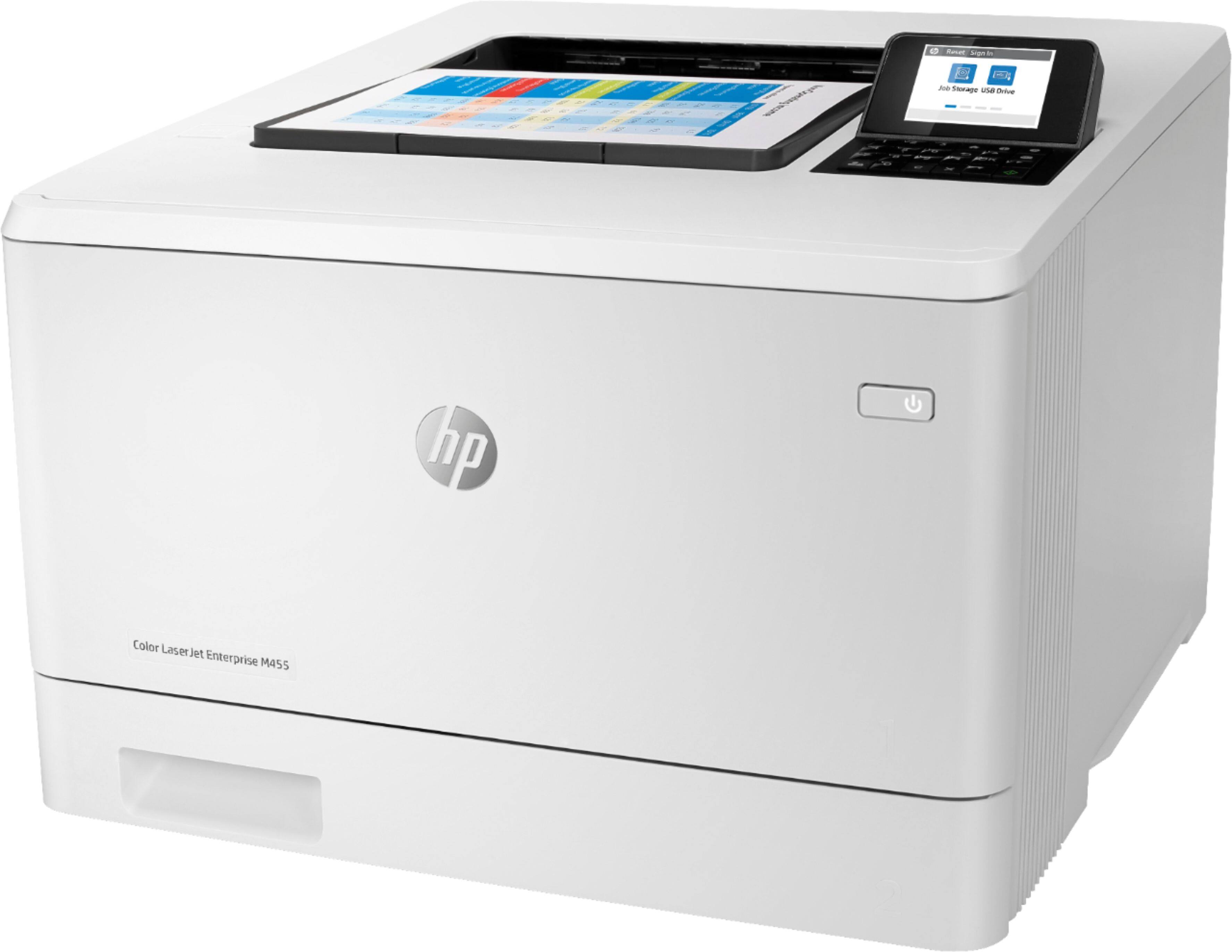 Angle. HP - LaserJet Enterprise M455dn Color Laser Printer - White.